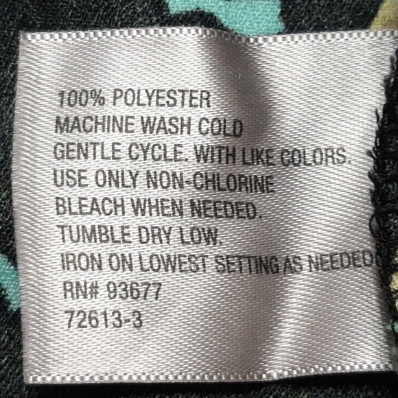 Worthington Top Womens Petite PM Green Floral Short Sleeve Keyhole 36 in Chest - Picture 13 of 13